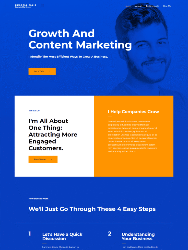 Growth marketer website demo with responsive web design, SEO optimization, digital marketing strategies, growth hacking, conversion optimization, and professional marketing presentation