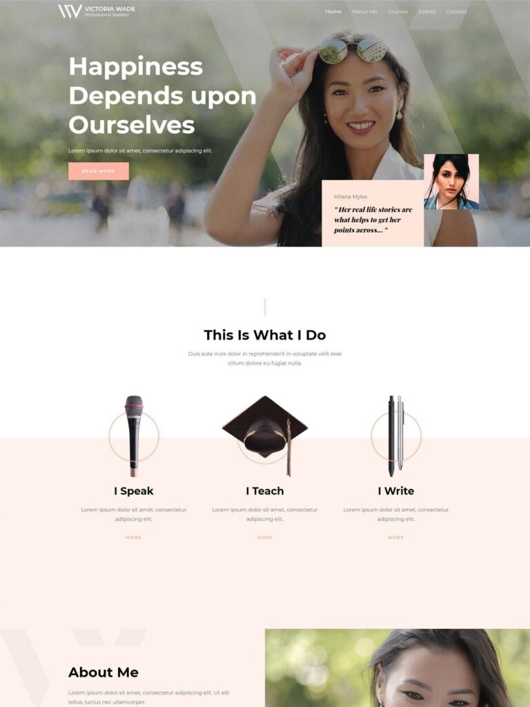Inspirational speaker website demo with responsive web design, SEO optimization, motivational speaking services, keynote talks, leadership inspiration, and professional speaker branding