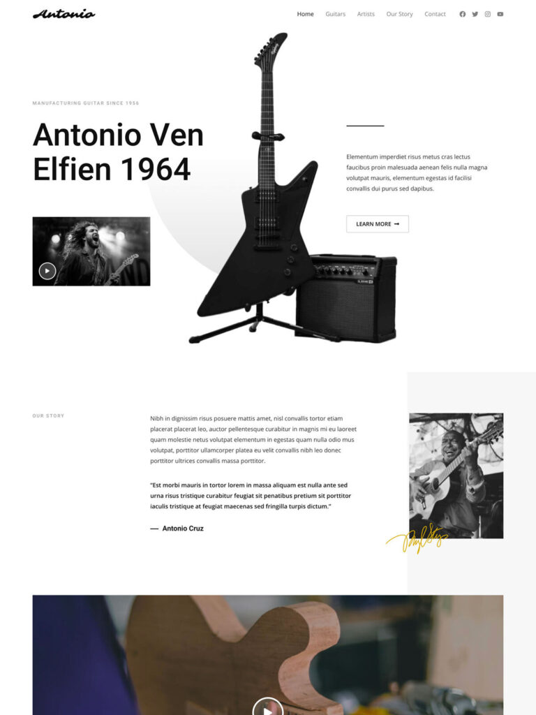 Musical instruments website demo with responsive web design, SEO optimization, instrument sales, music equipment store, and professional retail presentation
